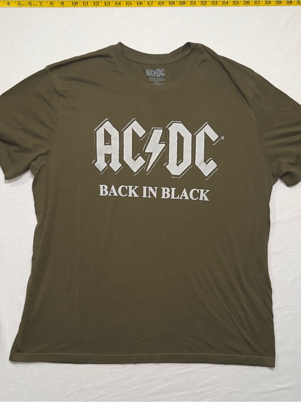 AC/DC Olive Green 'Back In Black' Men's Graphic Tee
